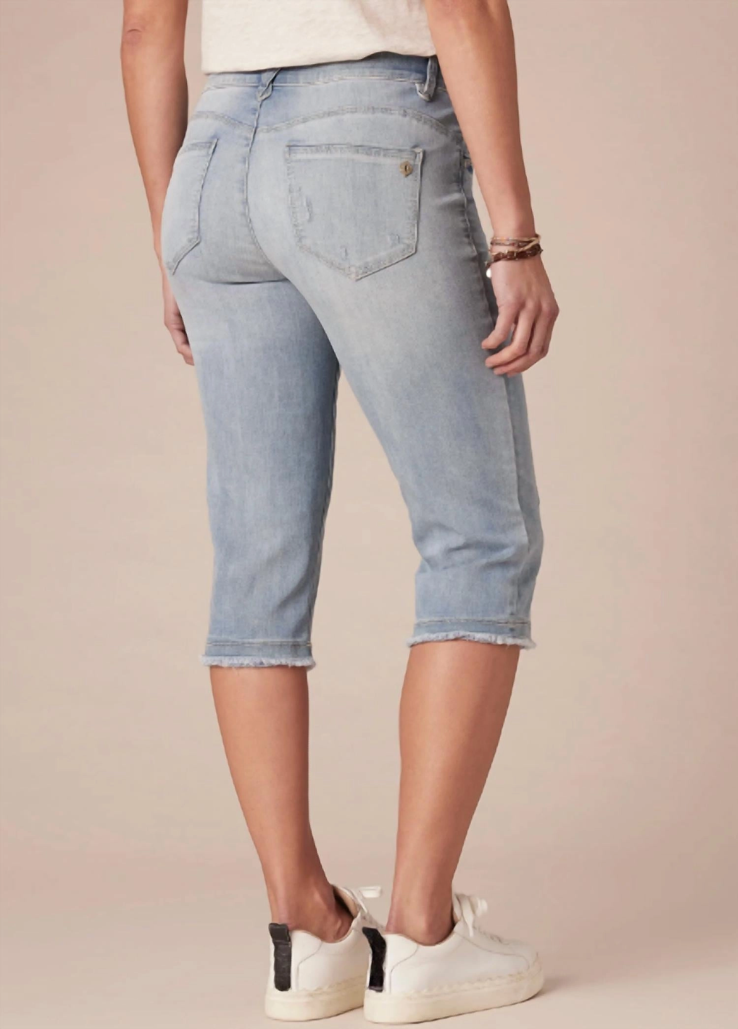 "ab"solution Denim Skimmer Capri" In Light Blue