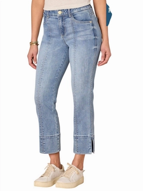 "ab"solution High Rise Kick Flare Plus Size Jeans With Slit Hem In Light Blue