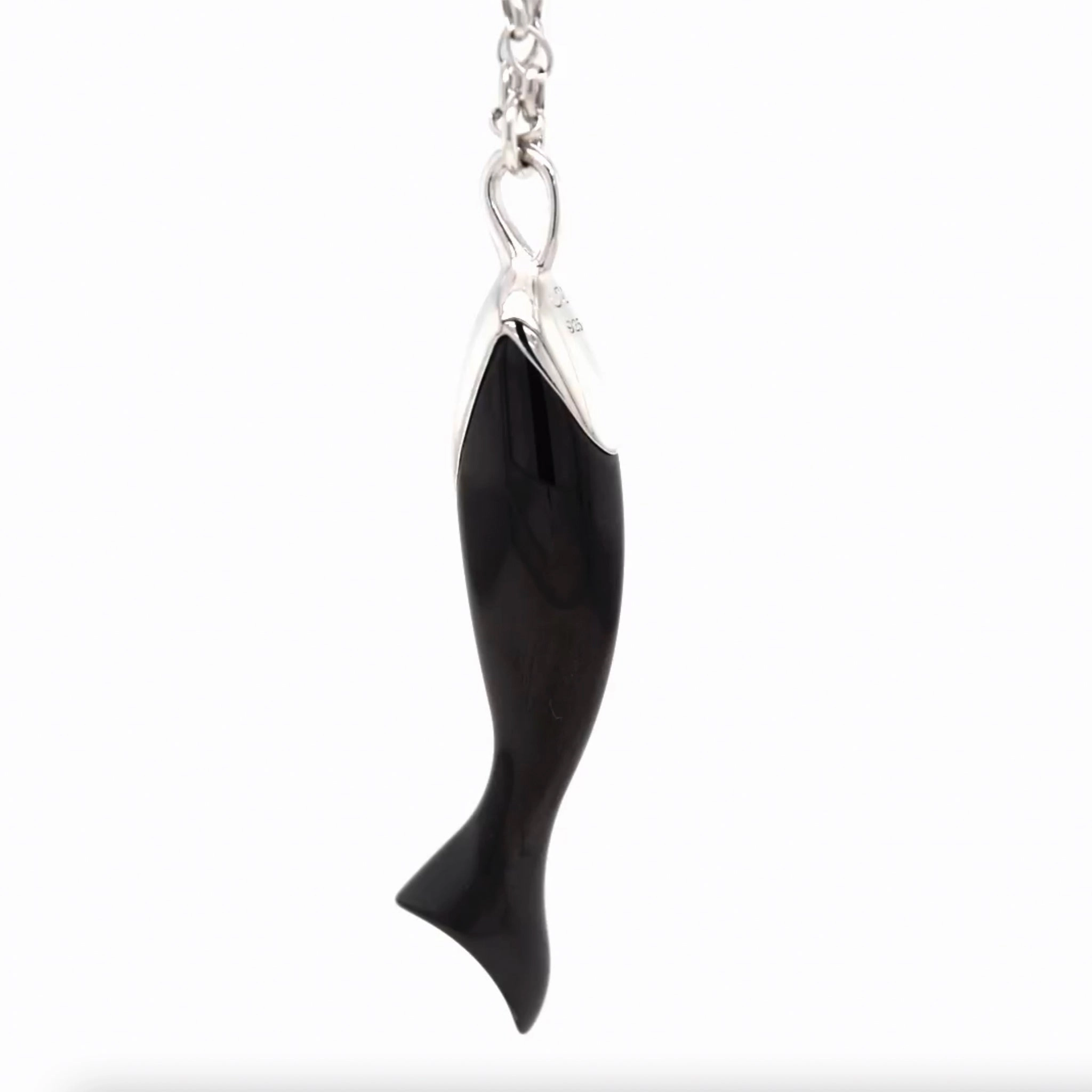 "Perseverance" Black Ceramic and Sterling Silver Fish