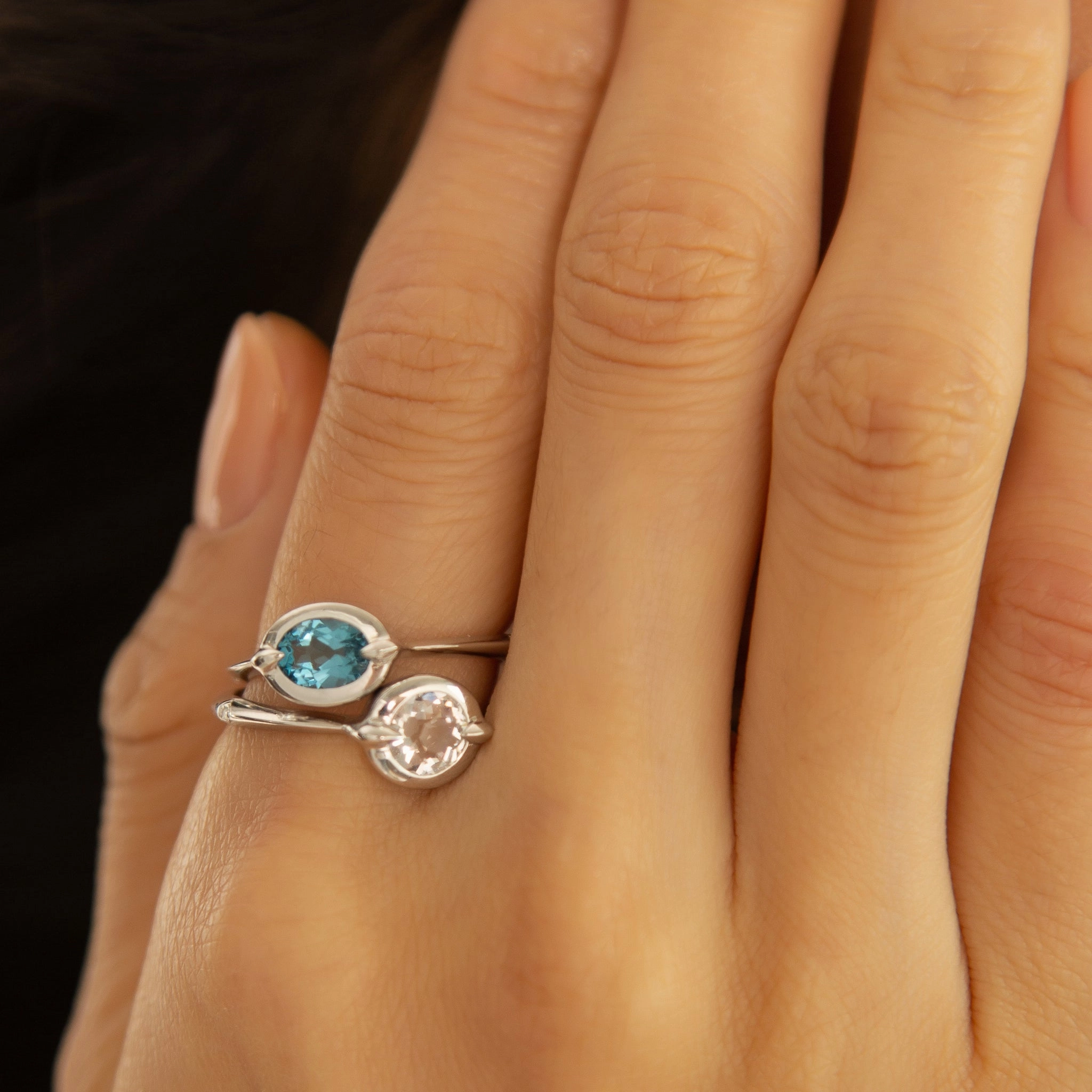 "Points North" London Blue Topaz Ring with White Sapphires
