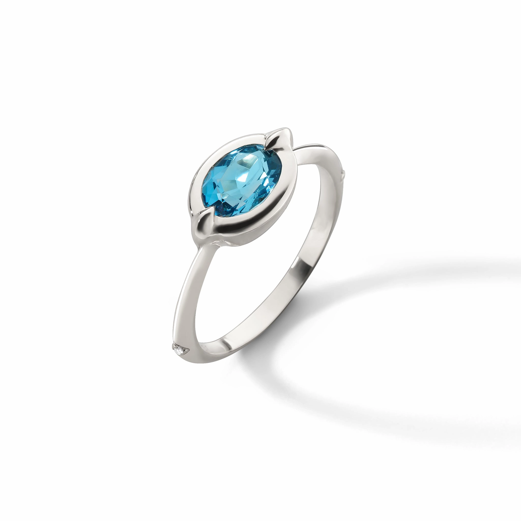 "Points North" London Blue Topaz Ring with White Sapphires