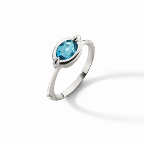 "Points North" London Blue Topaz Ring with White Sapphires