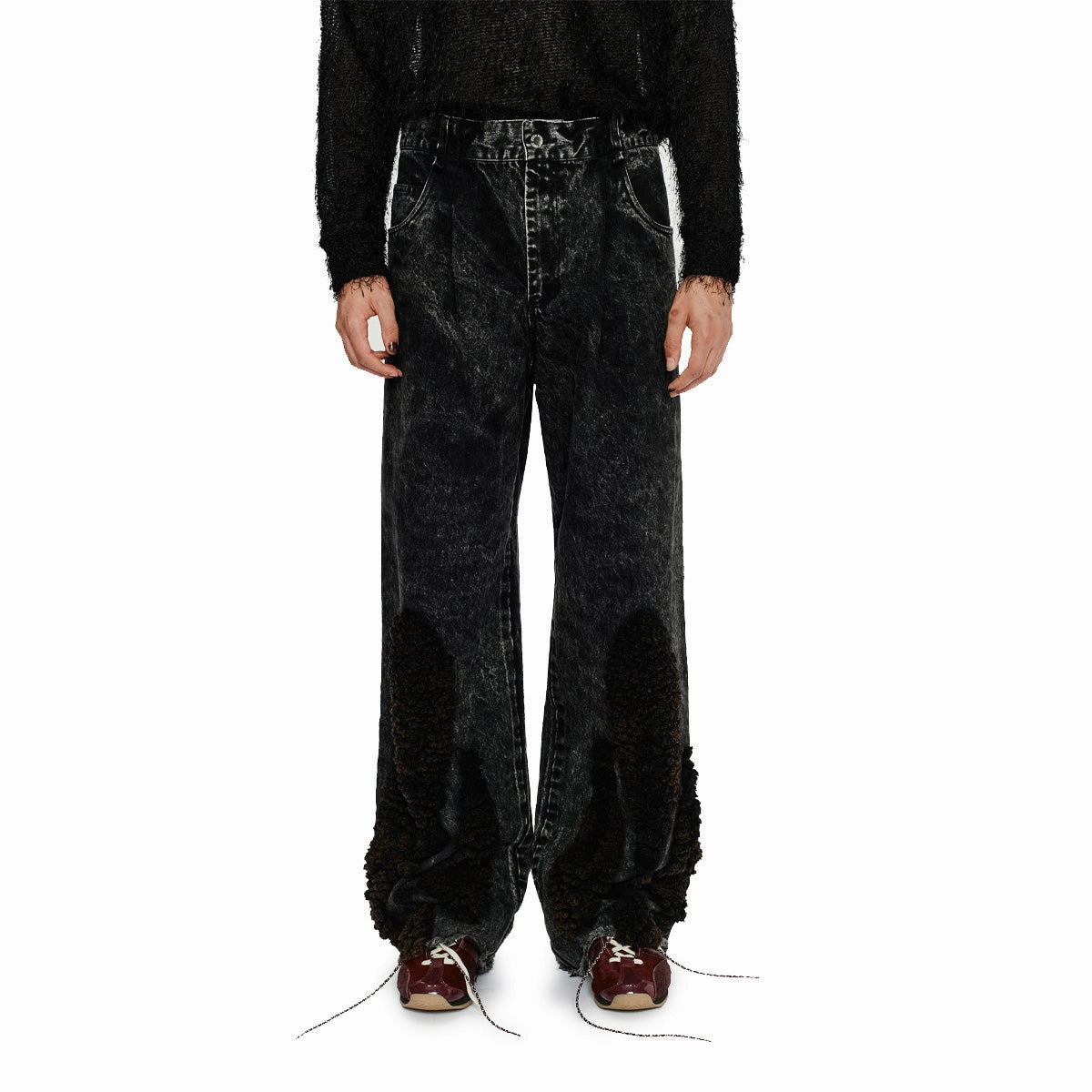 Acid Wash Denim Boyfriend Jeans 'Black'