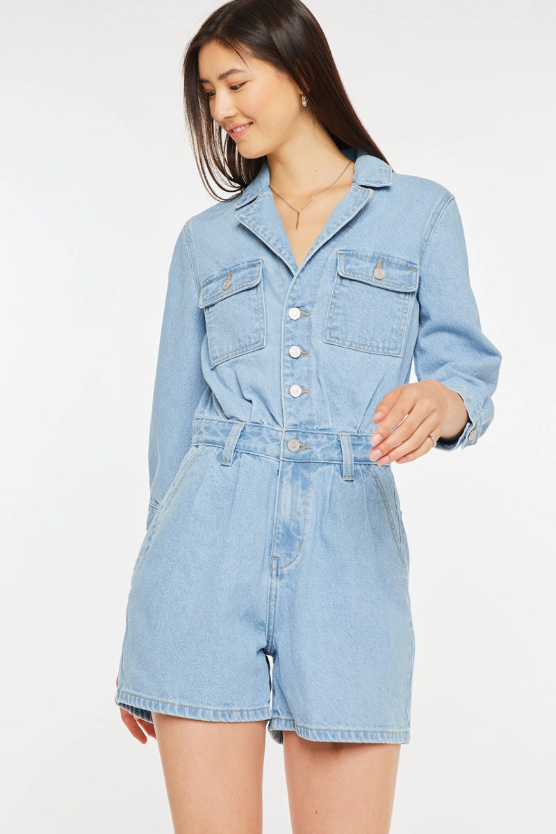 Aileen Sleeves Denim Romper