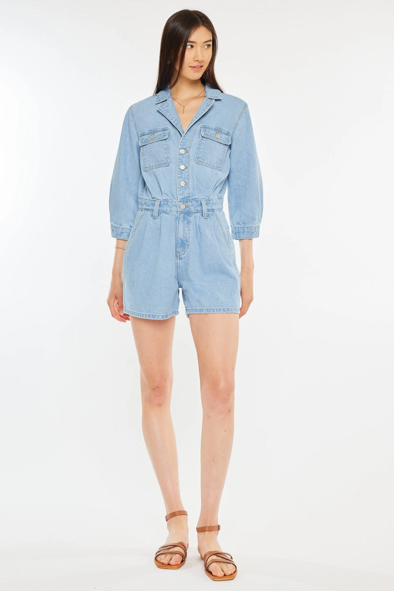 Aileen Sleeves Denim Romper