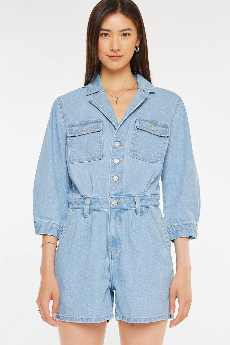Aileen Sleeves Denim Romper