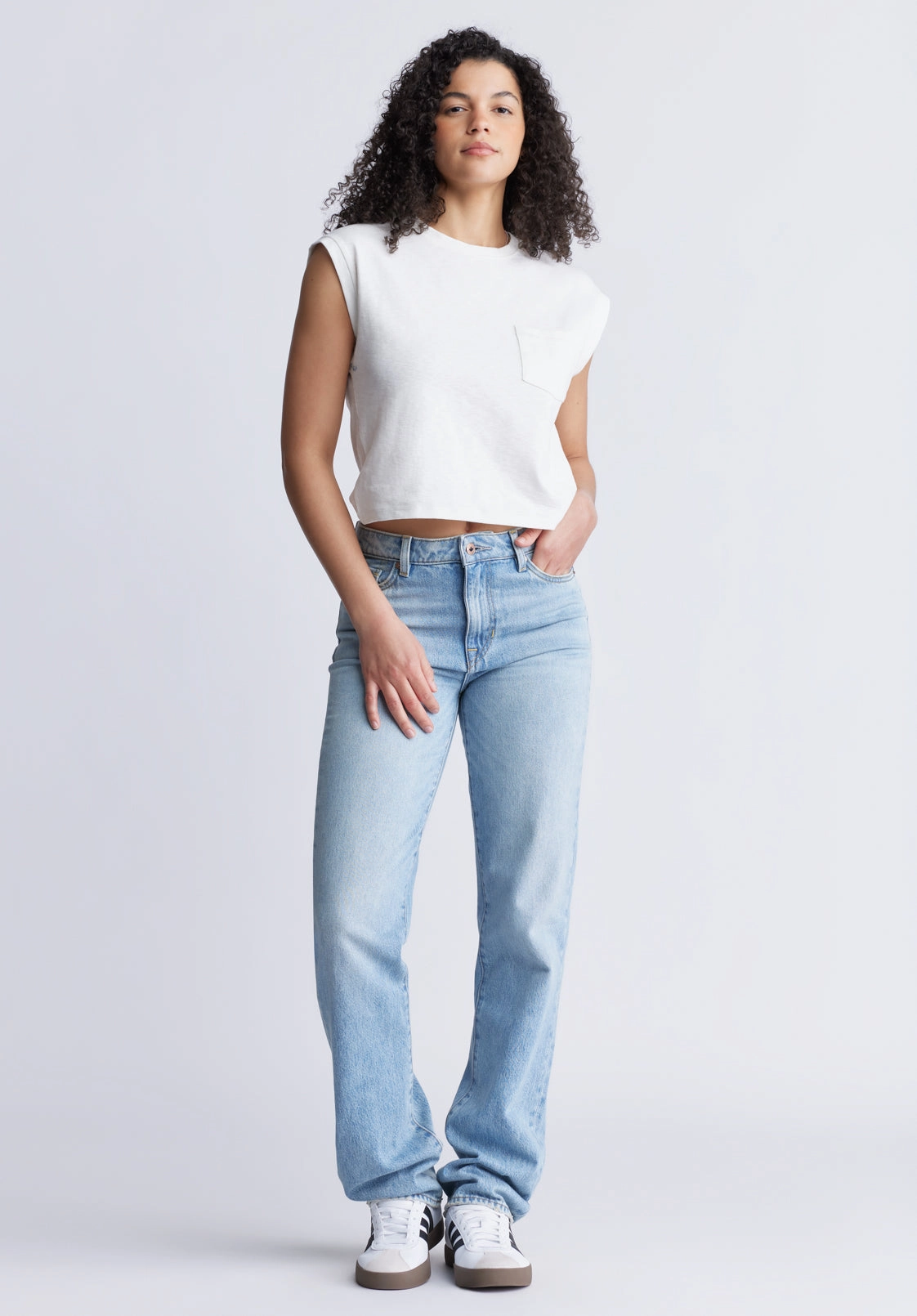 Amandine Women's Cap-Sleeve Crop Top, White - KT0149S