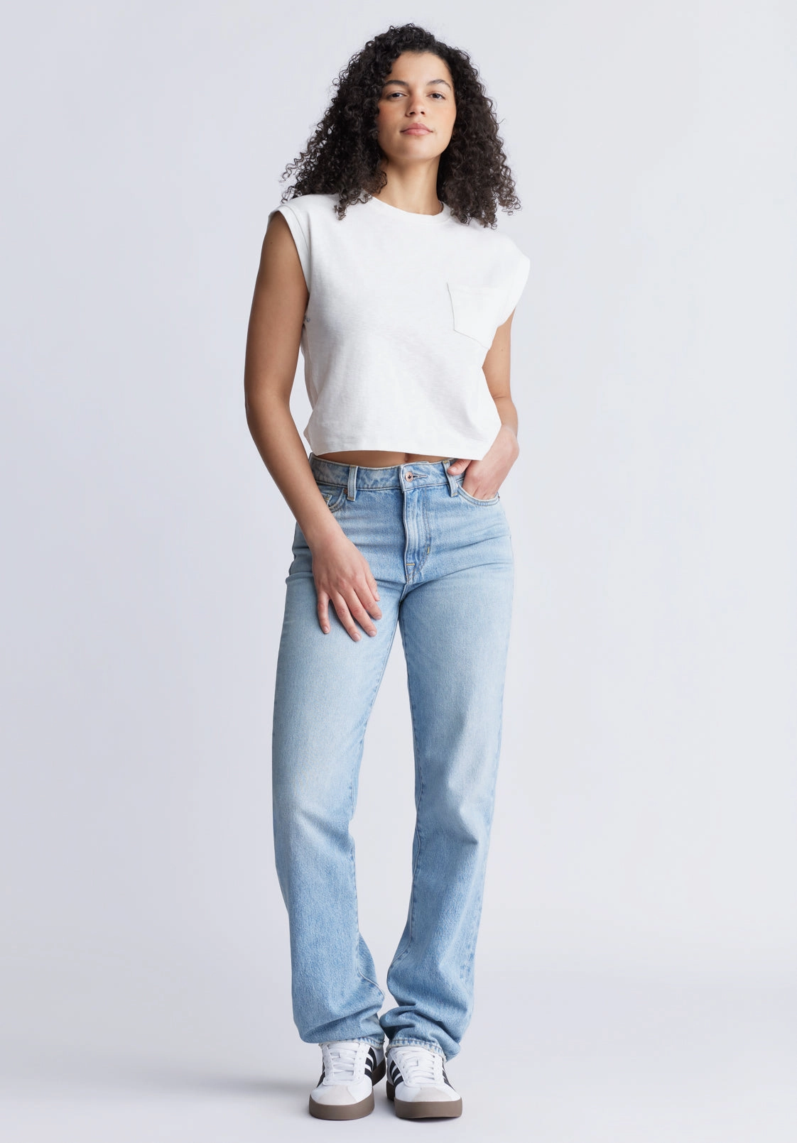 Amandine Women's Cap-Sleeve Crop Top, White - KT0149S