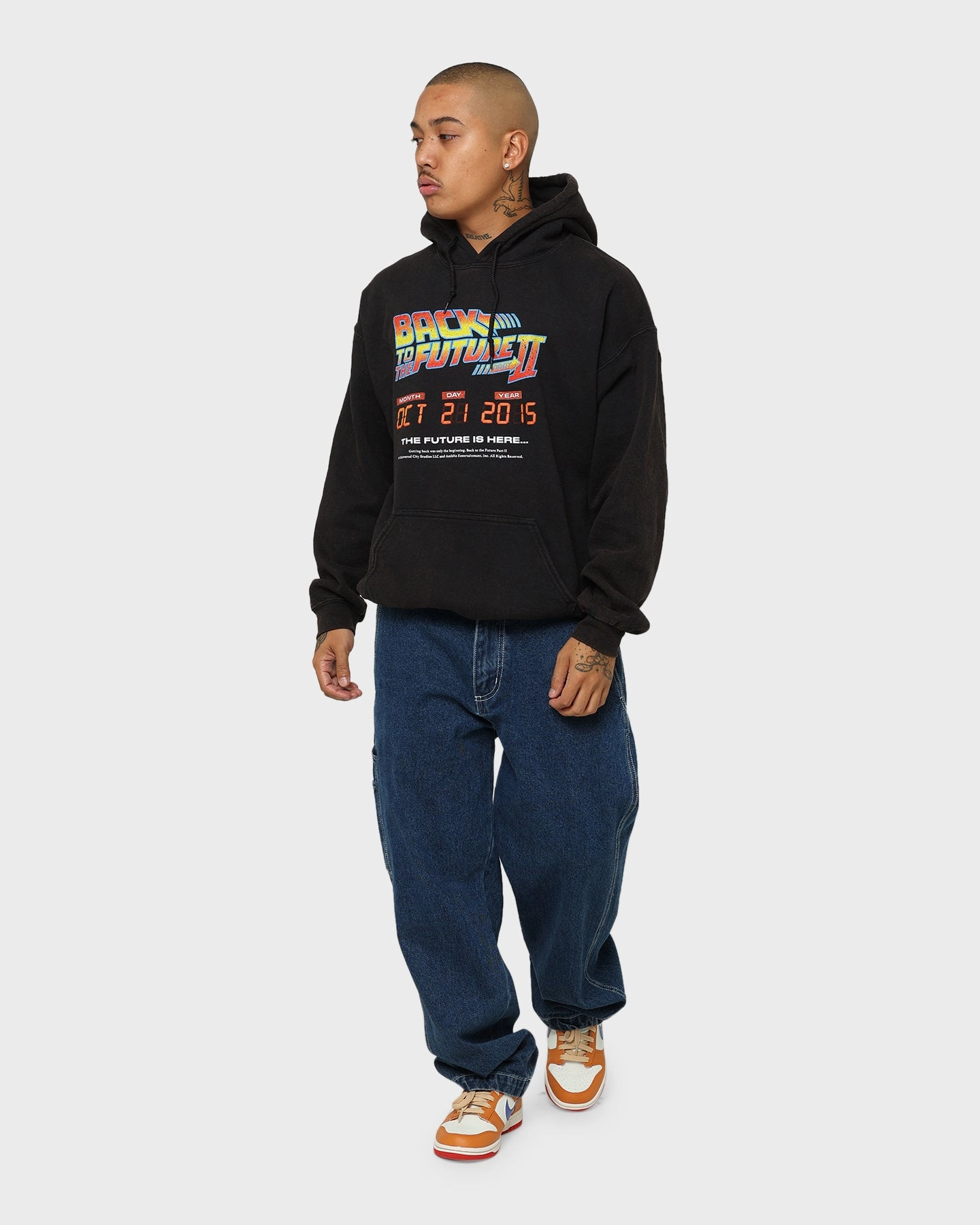 American Thrift X Back To The Future Back To The Future 2 Vintage Hoodie Washed Black