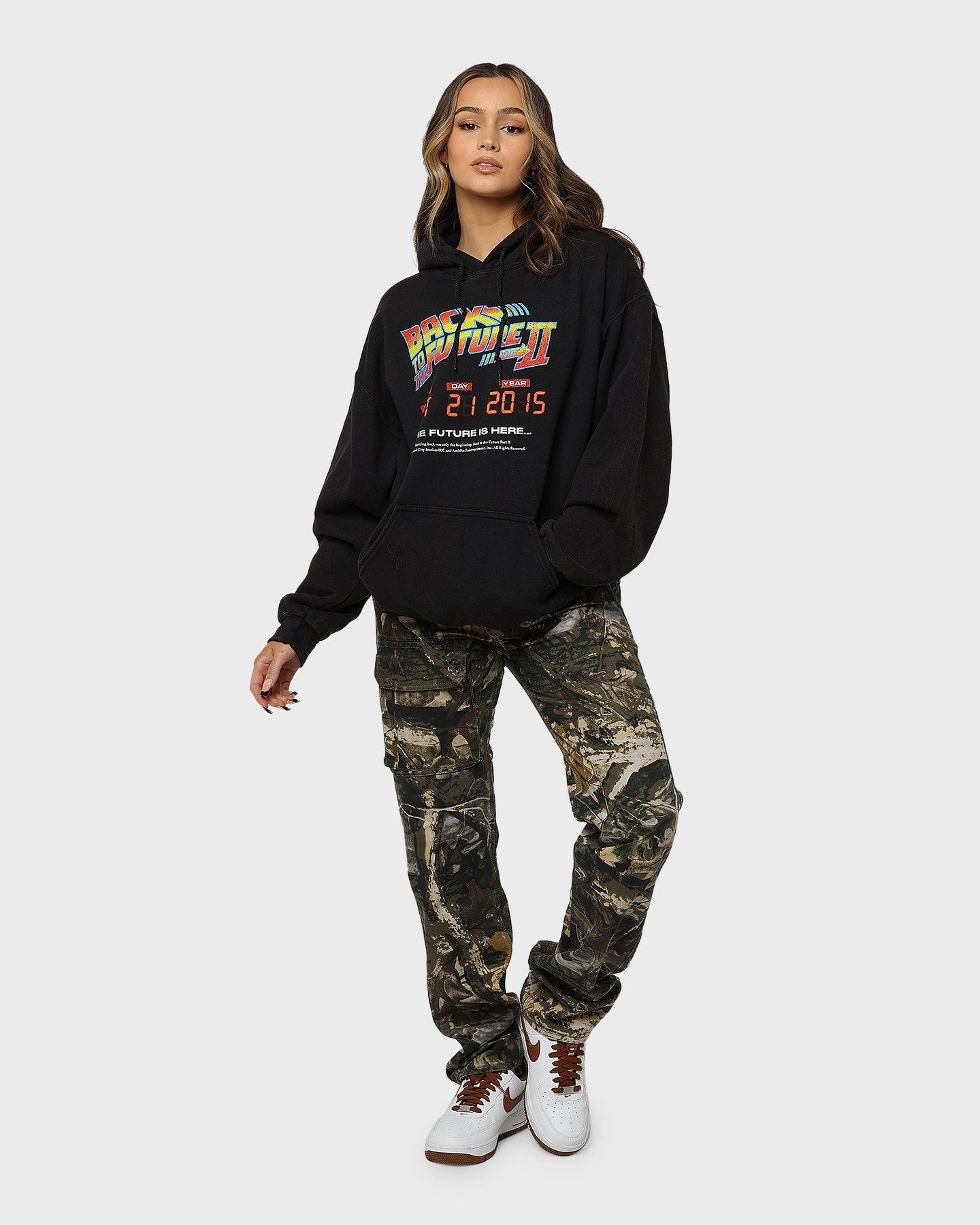 American Thrift X Back To The Future Back To The Future 2 Vintage Hoodie Washed Black