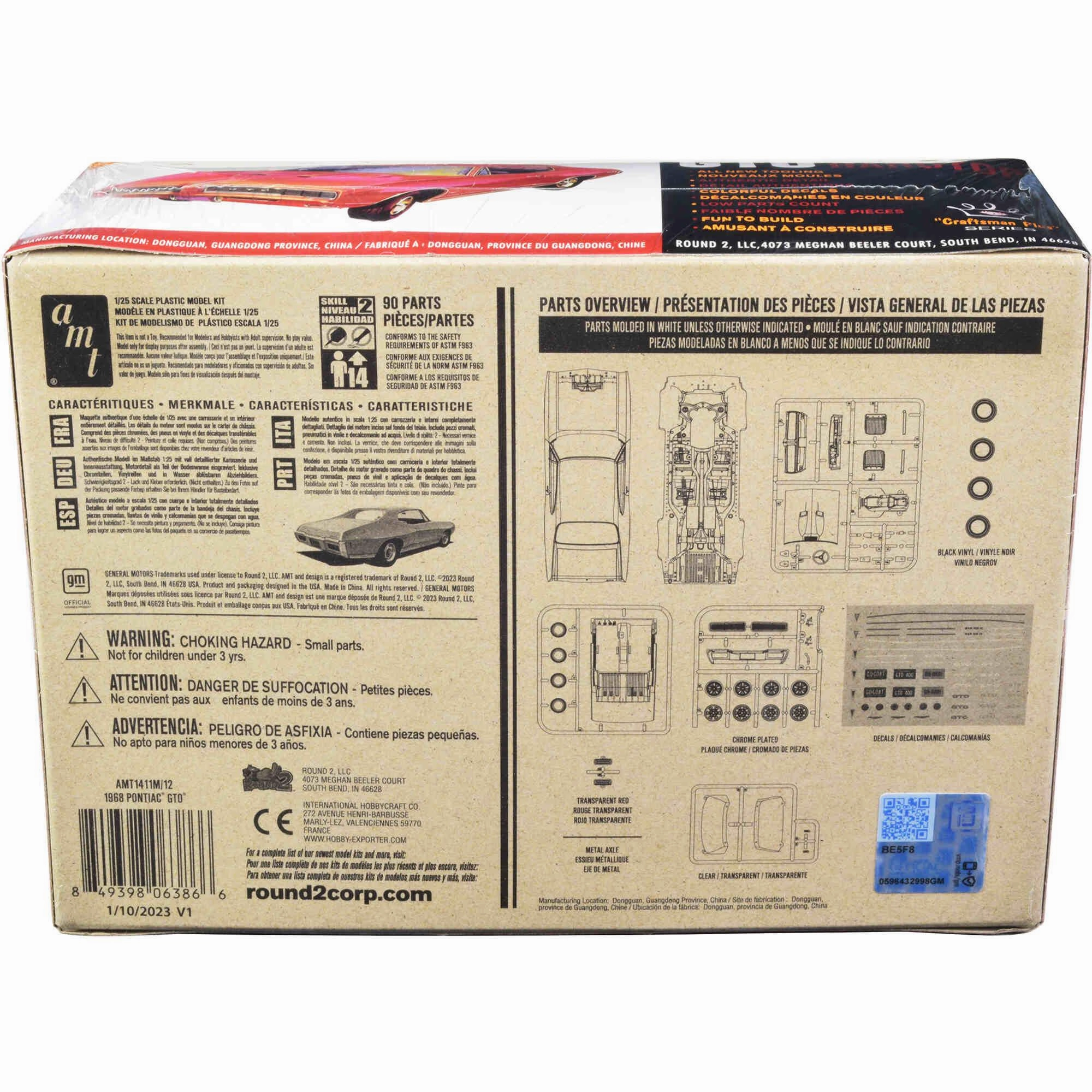 AMT 1/25 Scale Model Kit - Skill 2 Craftsman Plus Series 1968 Pontiac GTO Hardtop