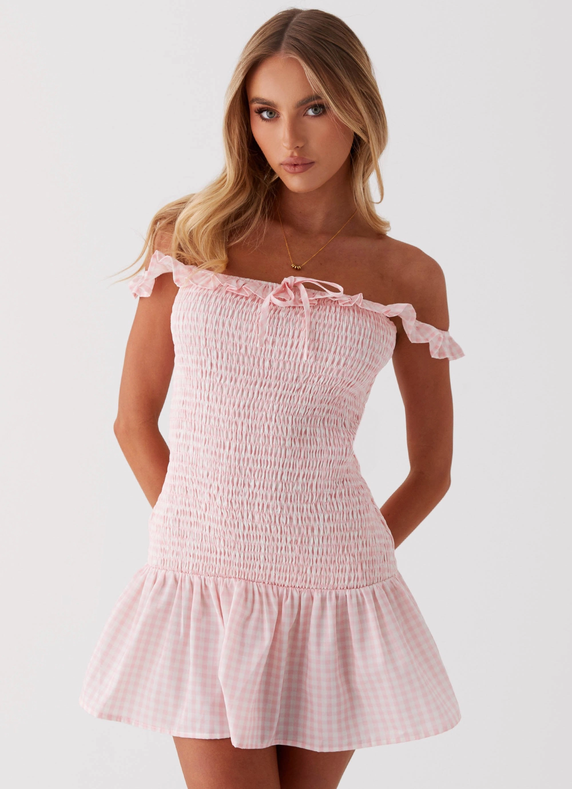 Anica Mini Dress - Pink Gingham