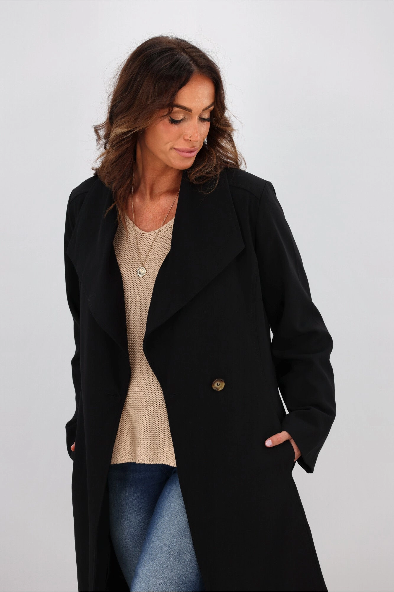 Betty Basics Christina Wrap Coat Black