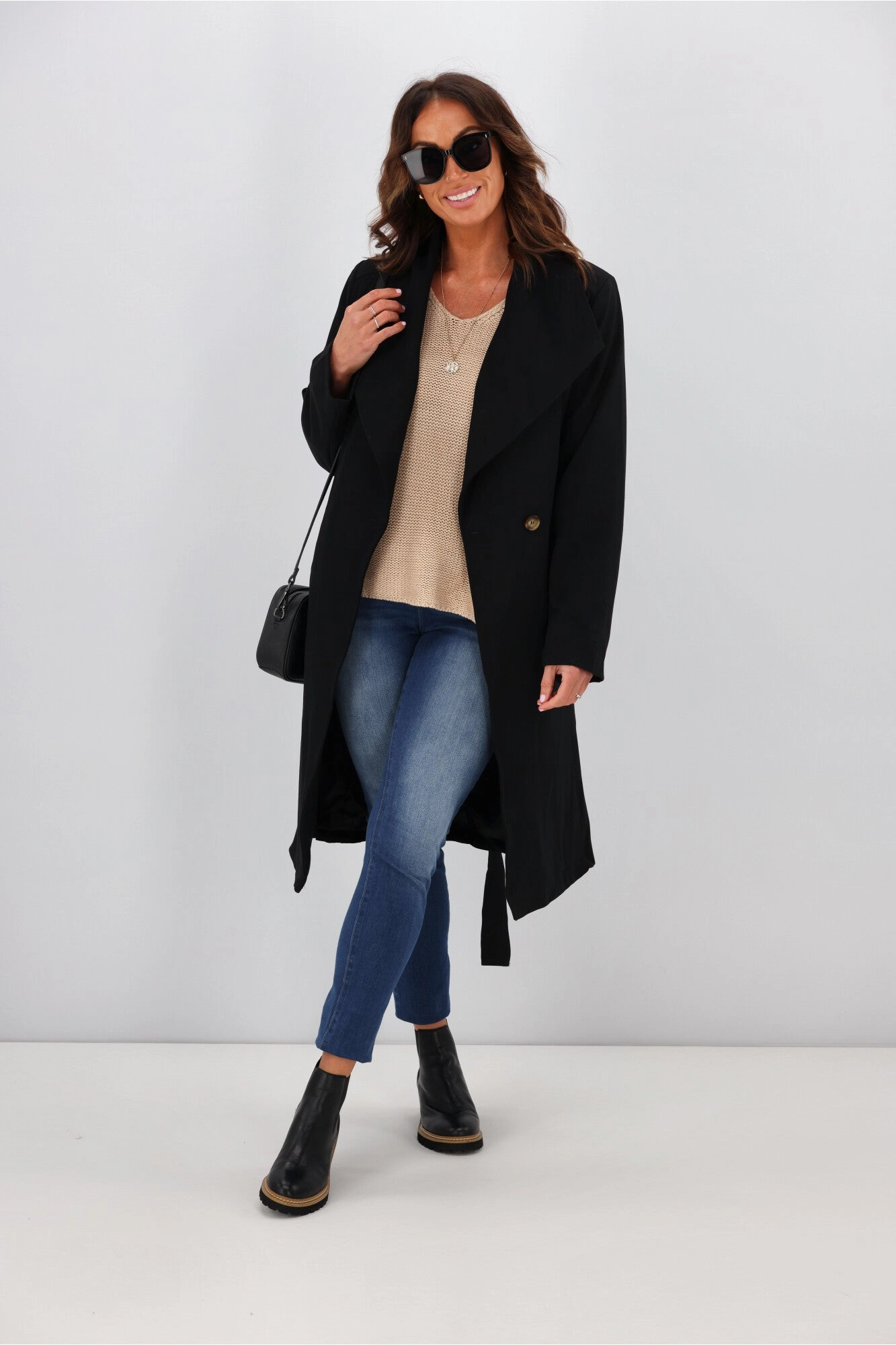 Betty Basics Christina Wrap Coat Black