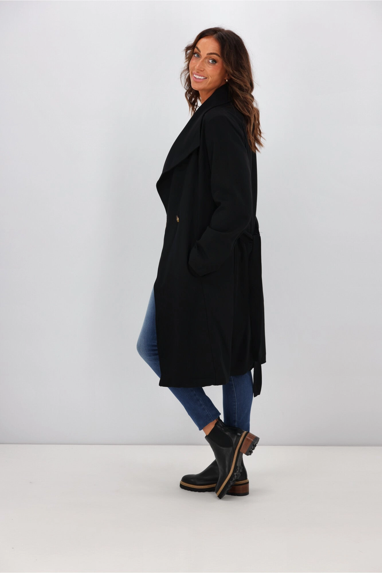 Betty Basics Christina Wrap Coat Black