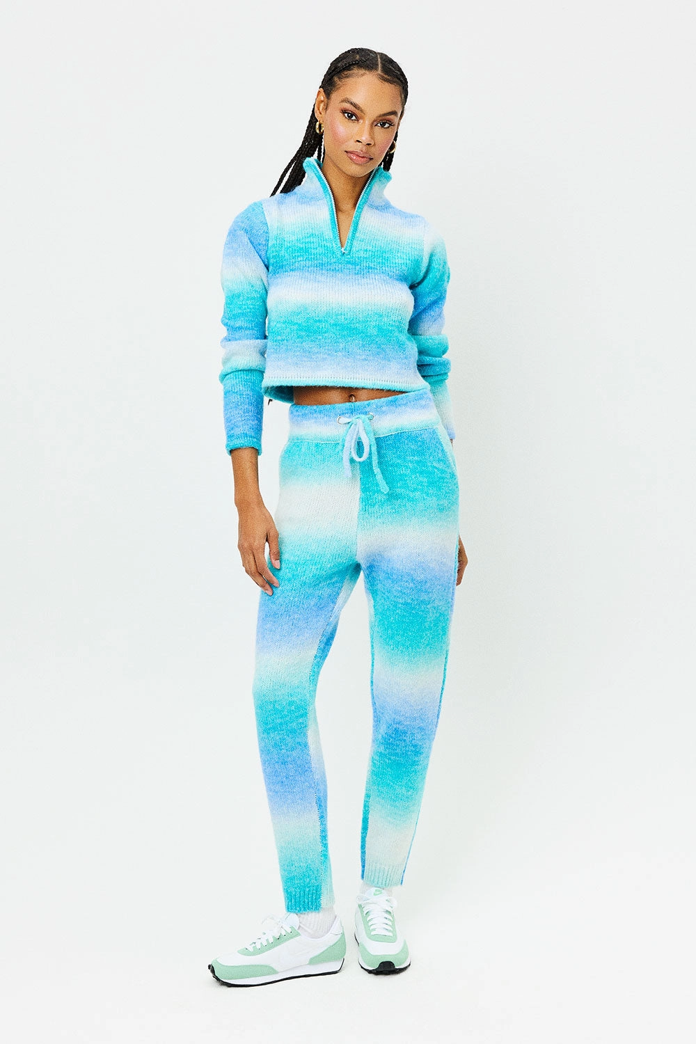 Bowie Cropped Knit Sweater - Blue Horizon
