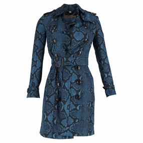 Burberry The Sandringham Python Print Trench Coat in Animal Print Silk