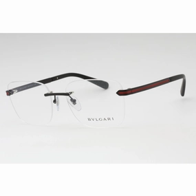 Bvlgari Men's Eyeglasses - Matte Black Metal Rimless Rectangular Frame | 0BV1109 128