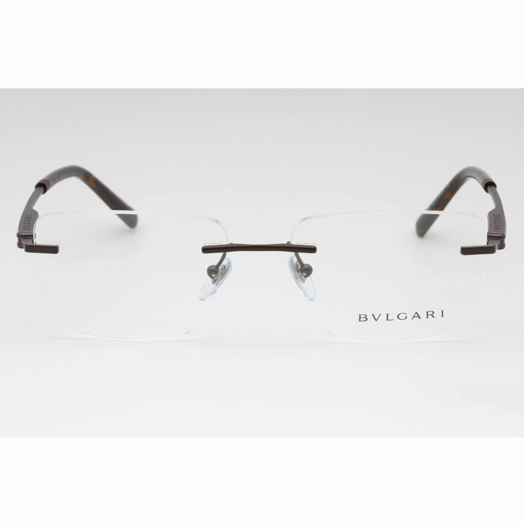 Bvlgari Men's Eyeglasses - Matte Brown Rimless Rectangular 55mm Frame | 0BV1122 2073