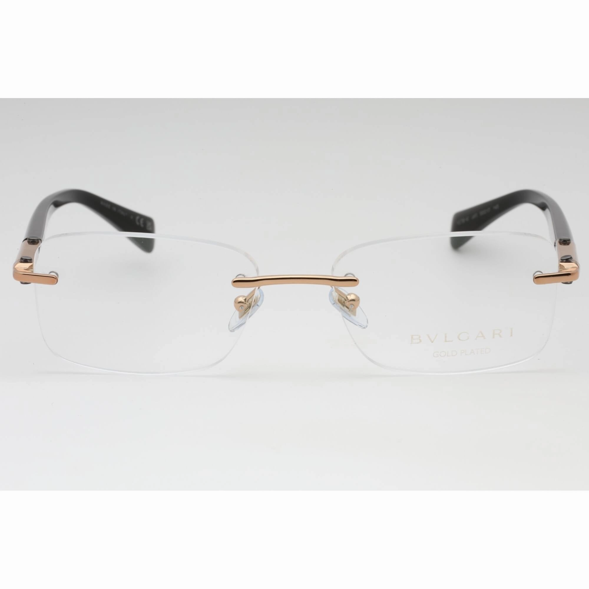 Bvlgari Men's Eyeglasses - Pink Gold Plated Rimless Rectangular Frame | 0BV1078K 395