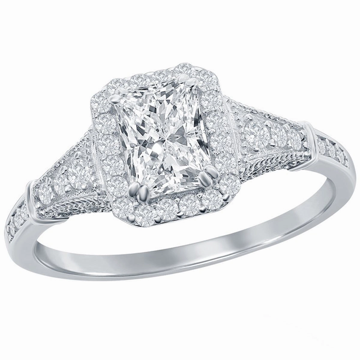 Classic Women's Emerald-Cut CZ Vintage Ring - W-2877