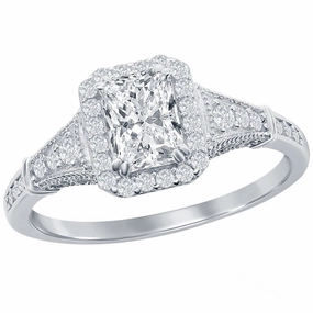 Classic Women's Emerald-Cut CZ Vintage Ring - W-2877