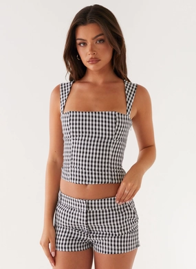 Clayton Tailored Shorts - Black Gingham