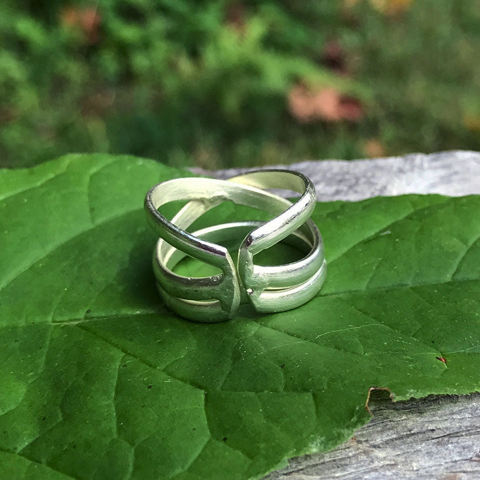 Criss Cross Ring - Silver, India