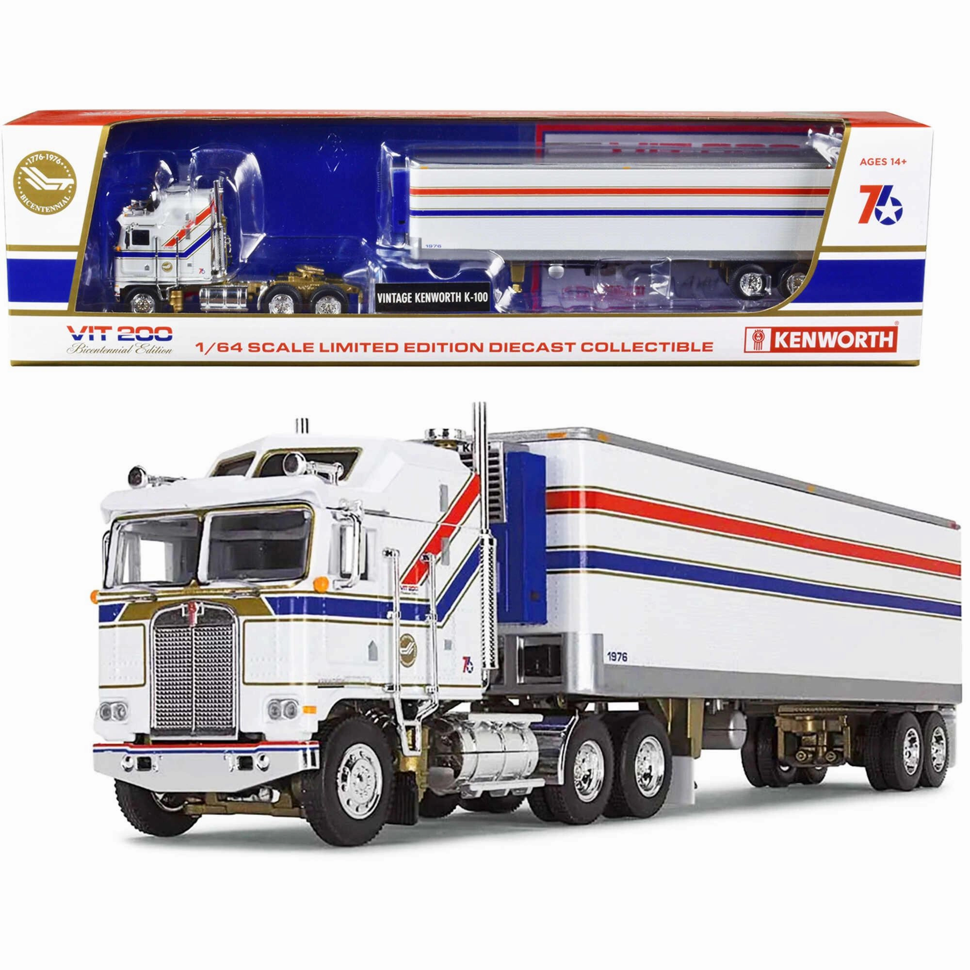 DCP/First Gear 1/64 Tandem-Axle Trailer - Kenworth K100 COE Aerodyne Sleeper White