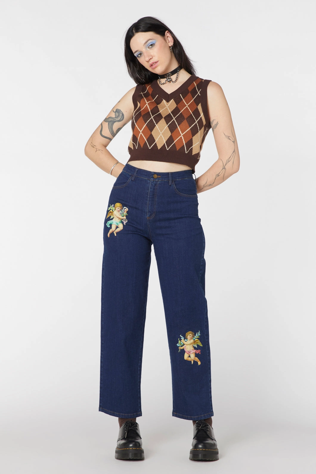 Denim Cherub Print Jean