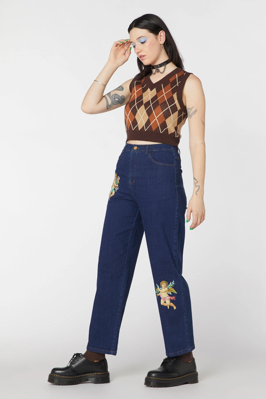 Denim Cherub Print Jean