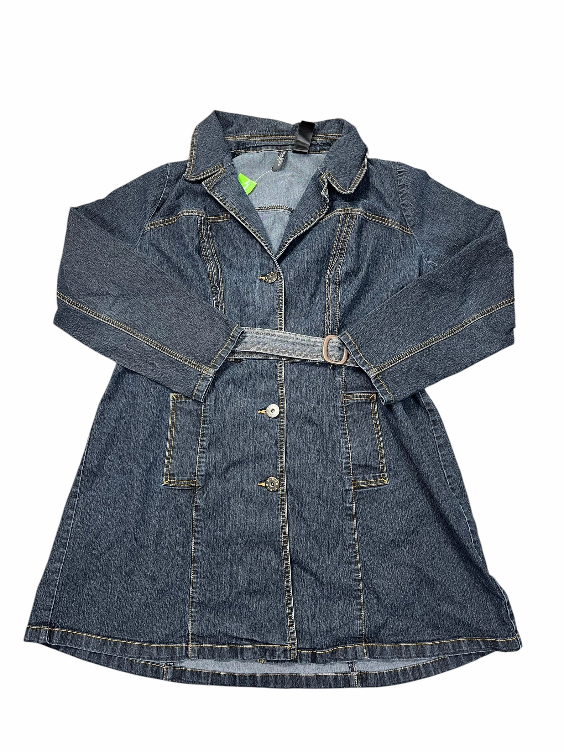 Dress Casual Short By Bisou Bisou In Blue Denim, Size:1X