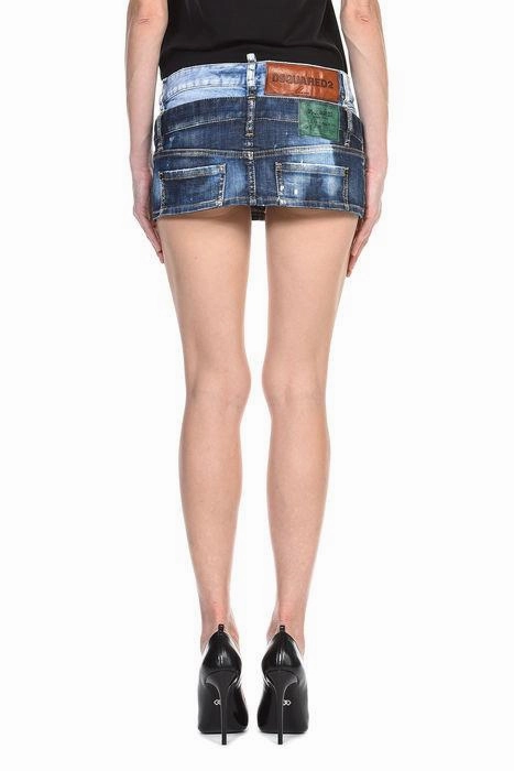 Dsquared2 Layered Logo Patch Denim Mini Slirt