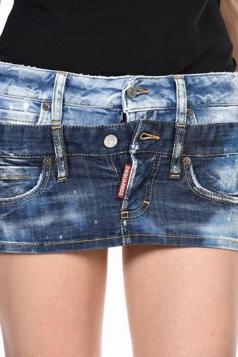 Dsquared2 Layered Logo Patch Denim Mini Slirt