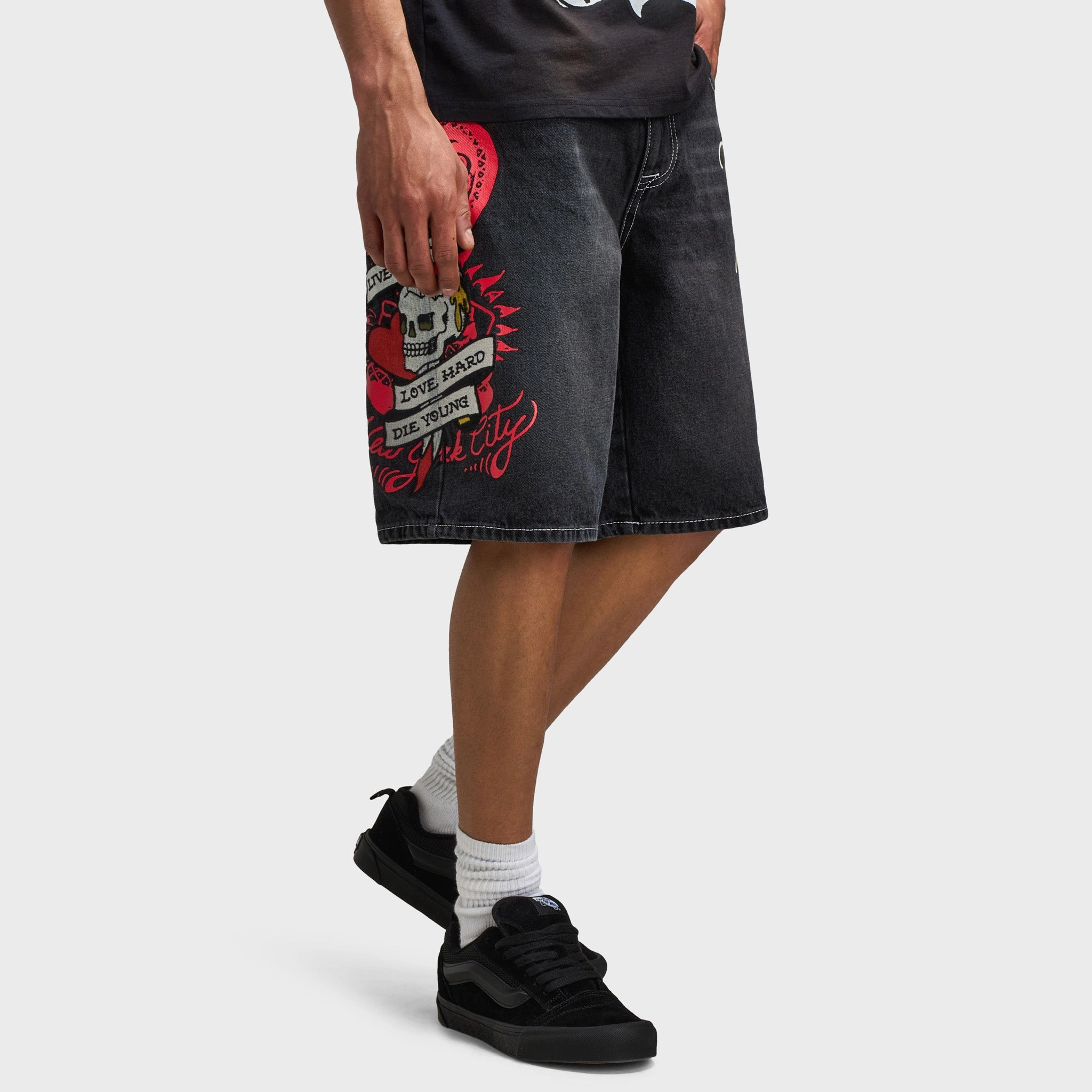 Ed Hardy Live Fast Denim Short / Y2K Black