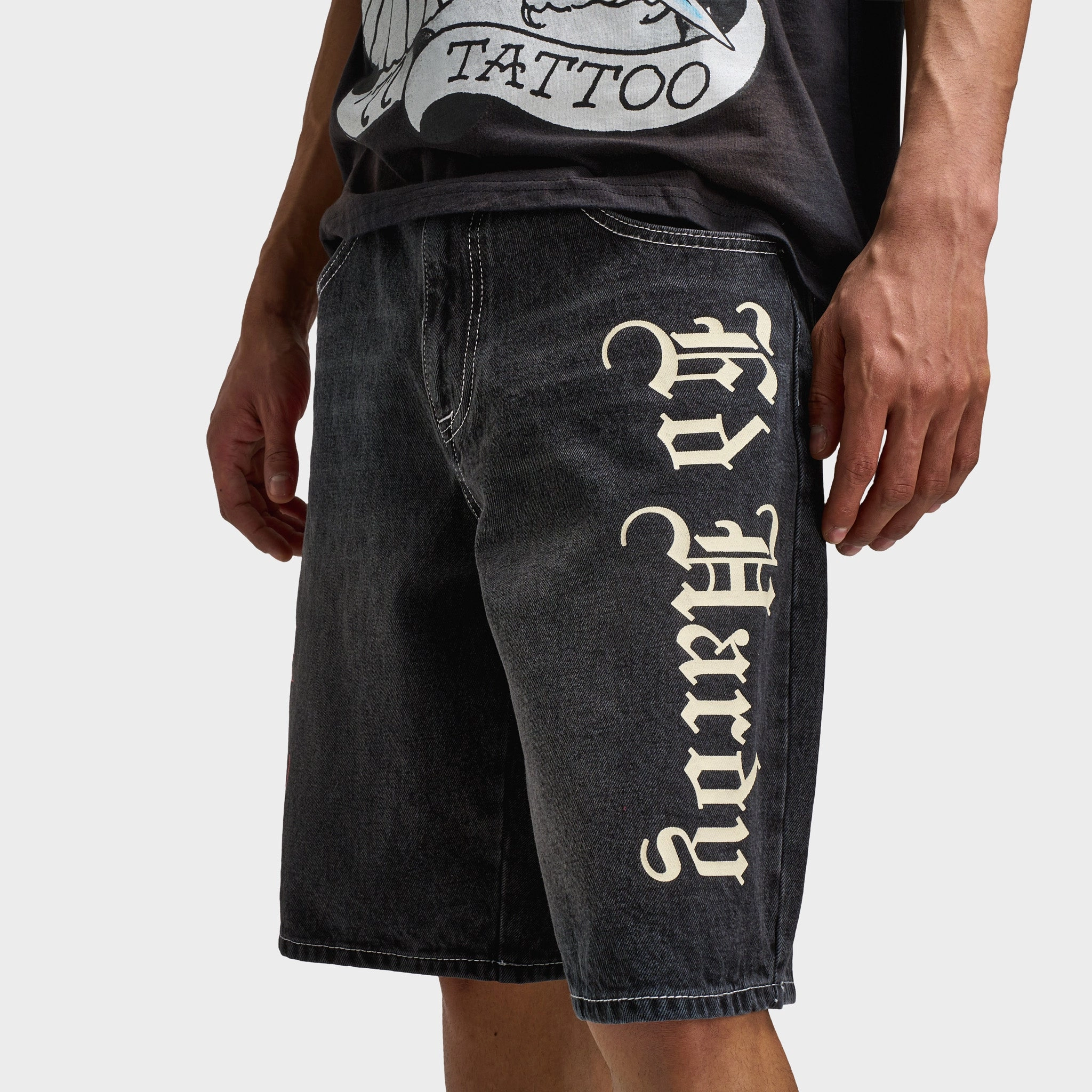 Ed Hardy Live Fast Denim Short / Y2K Black