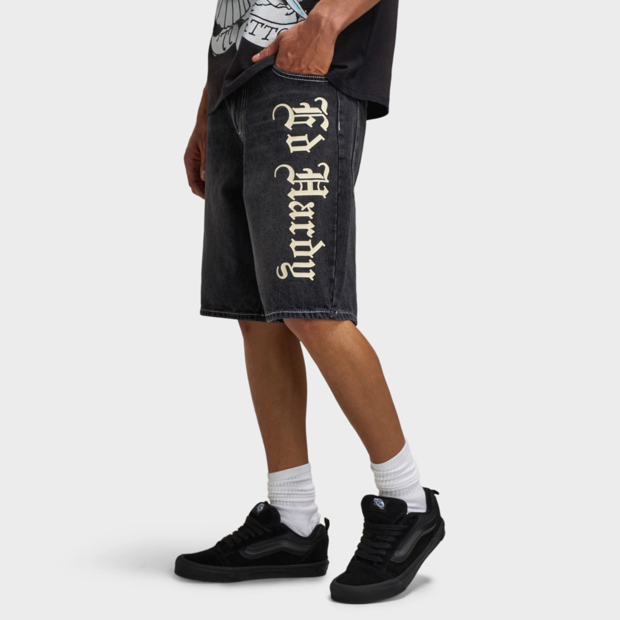 Ed Hardy Live Fast Denim Short / Y2K Black