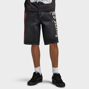 Ed Hardy Live Fast Denim Short / Y2K Black