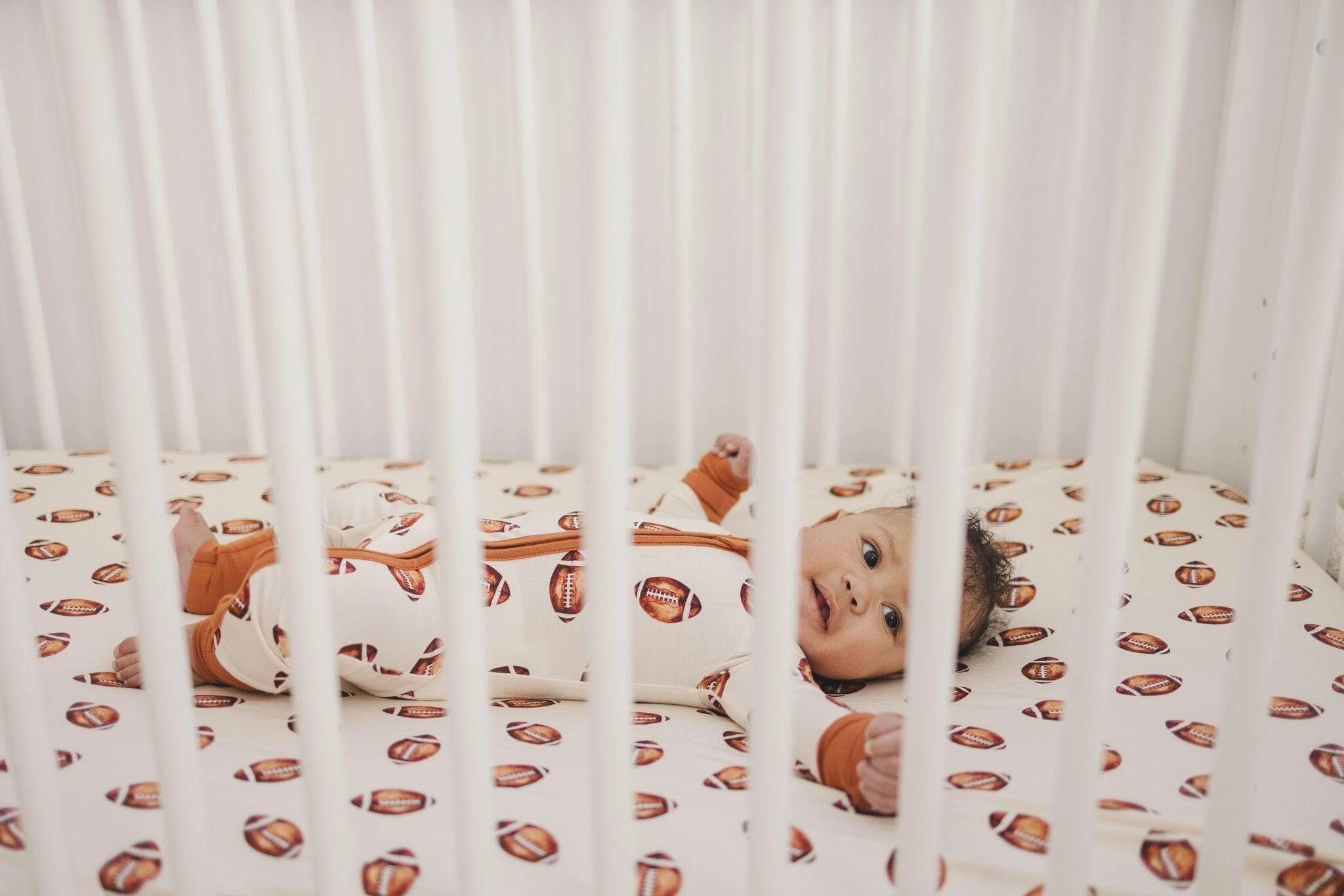 Football Print Bamboo Zippy Romper