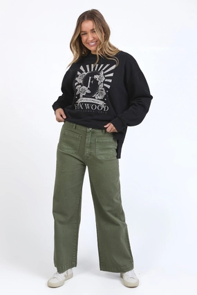 Foxwood Sarah Wide Leg Jean Washed Green