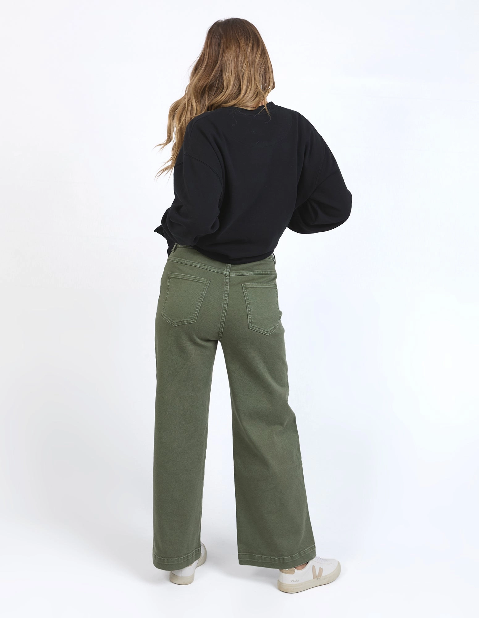 Foxwood Sarah Wide Leg Jean Washed Green