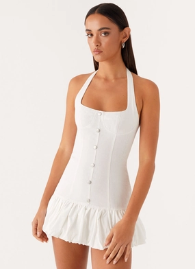 Georgina Denim Mini Dress - White