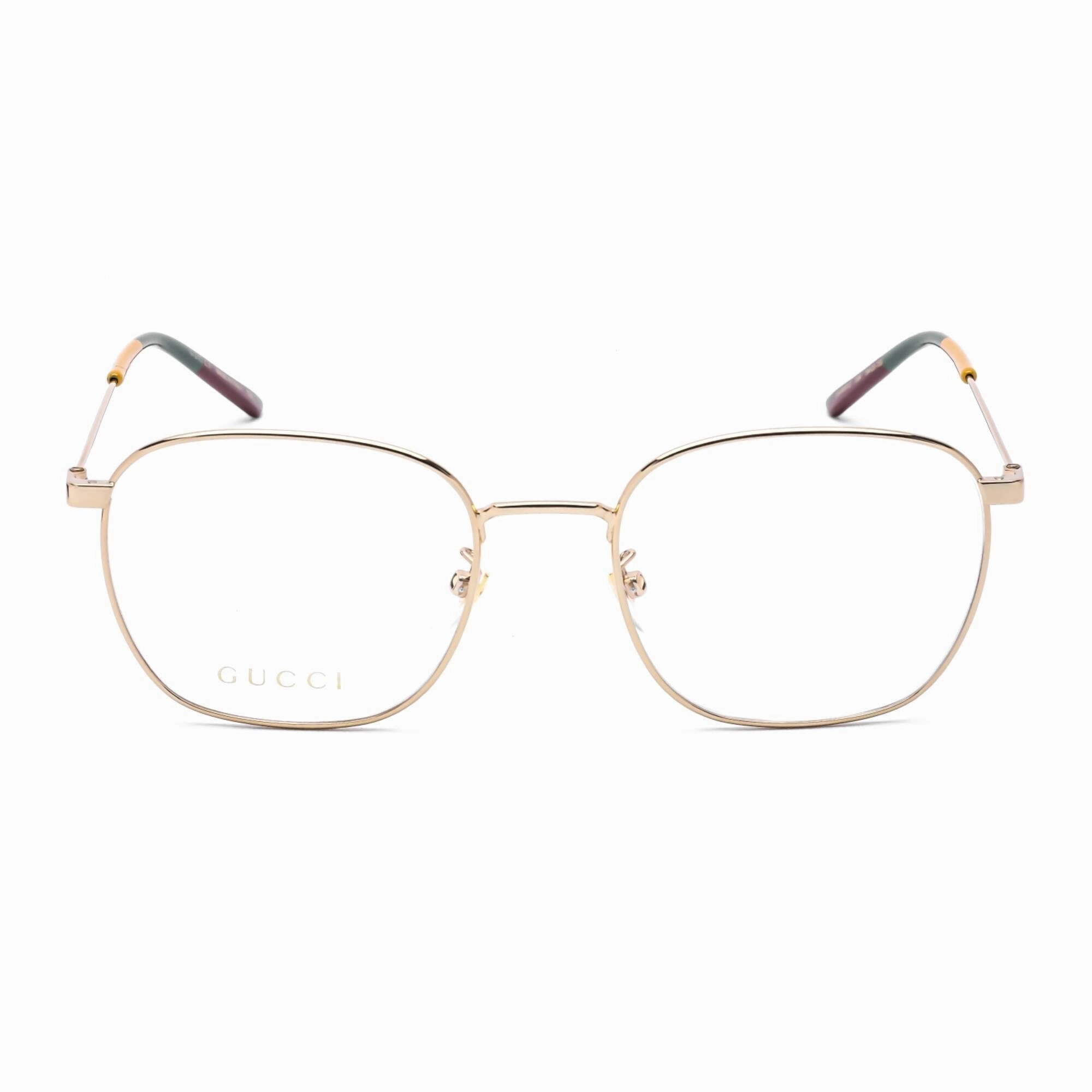 Gucci Men's Eyeglasses - Gold Metal Full Rim Oval Frame Clear Demo Lens | GG0681O 004