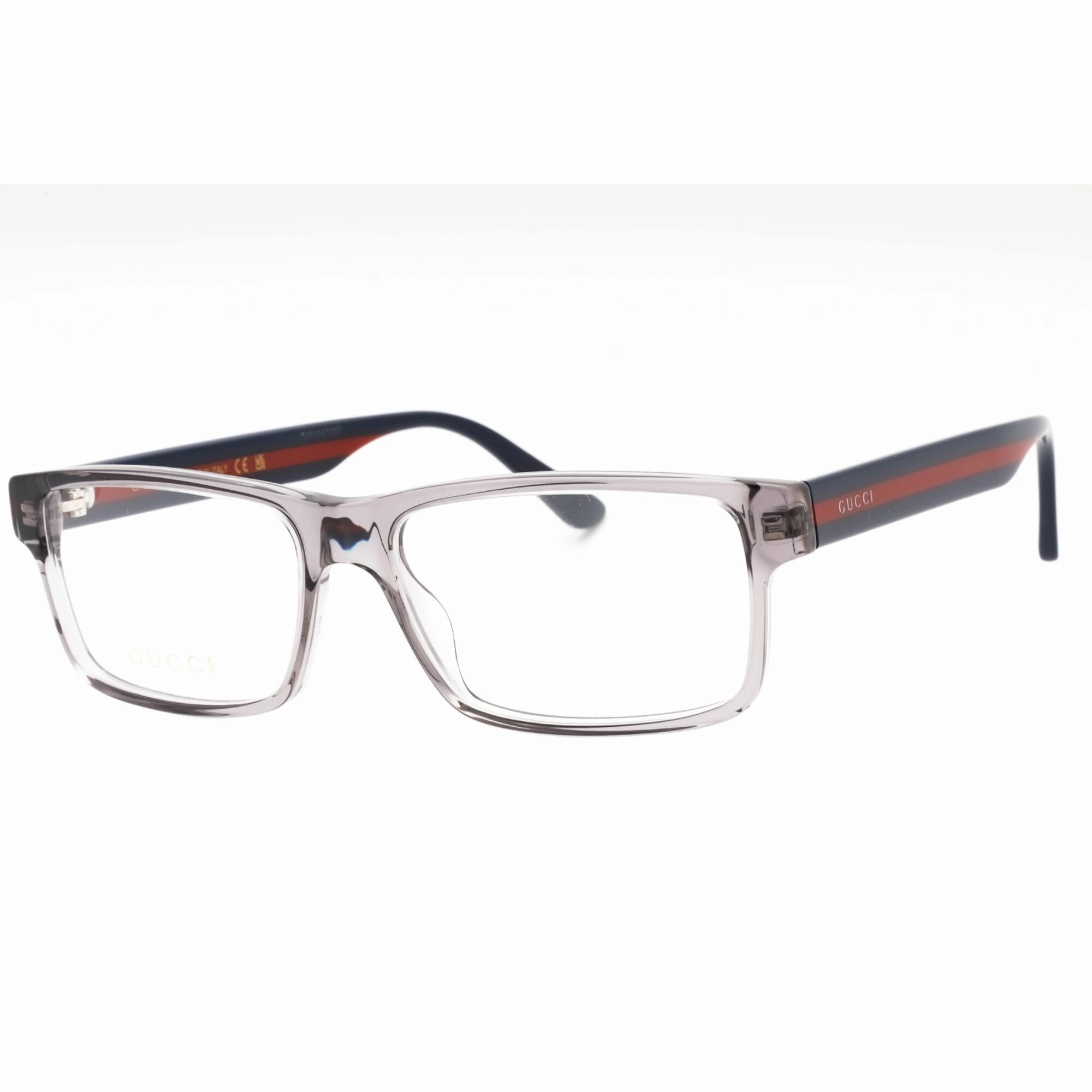 Gucci Men's Eyeglasses - Grey-Blue-Transparent Acetate Full Rim Frame | GG0752O 003