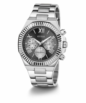 GUESS Equity Mens Silver Tone Multi-function Watch