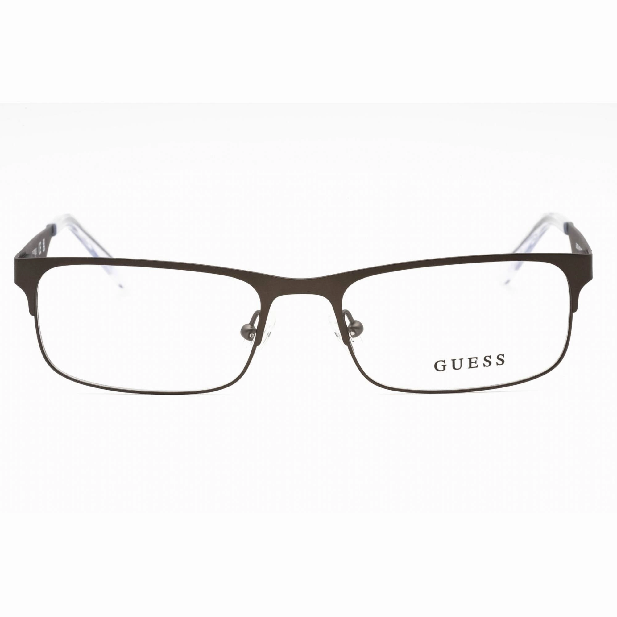 Guess Men's Eyeglasses - Matte Gunmetal Metal Full Rim Rectangular Frame | GU1904 009