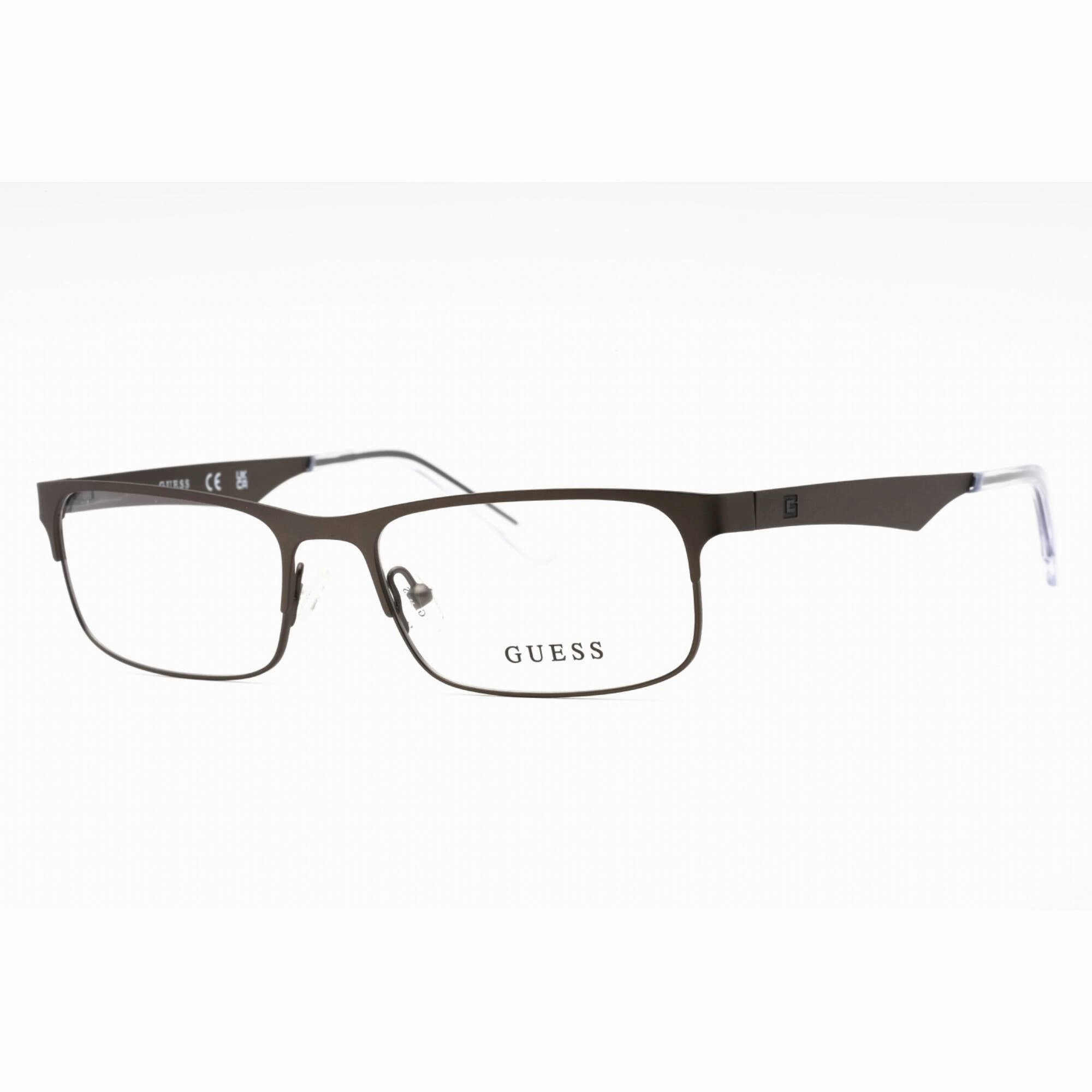 Guess Men's Eyeglasses - Matte Gunmetal Metal Full Rim Rectangular Frame | GU1904 009