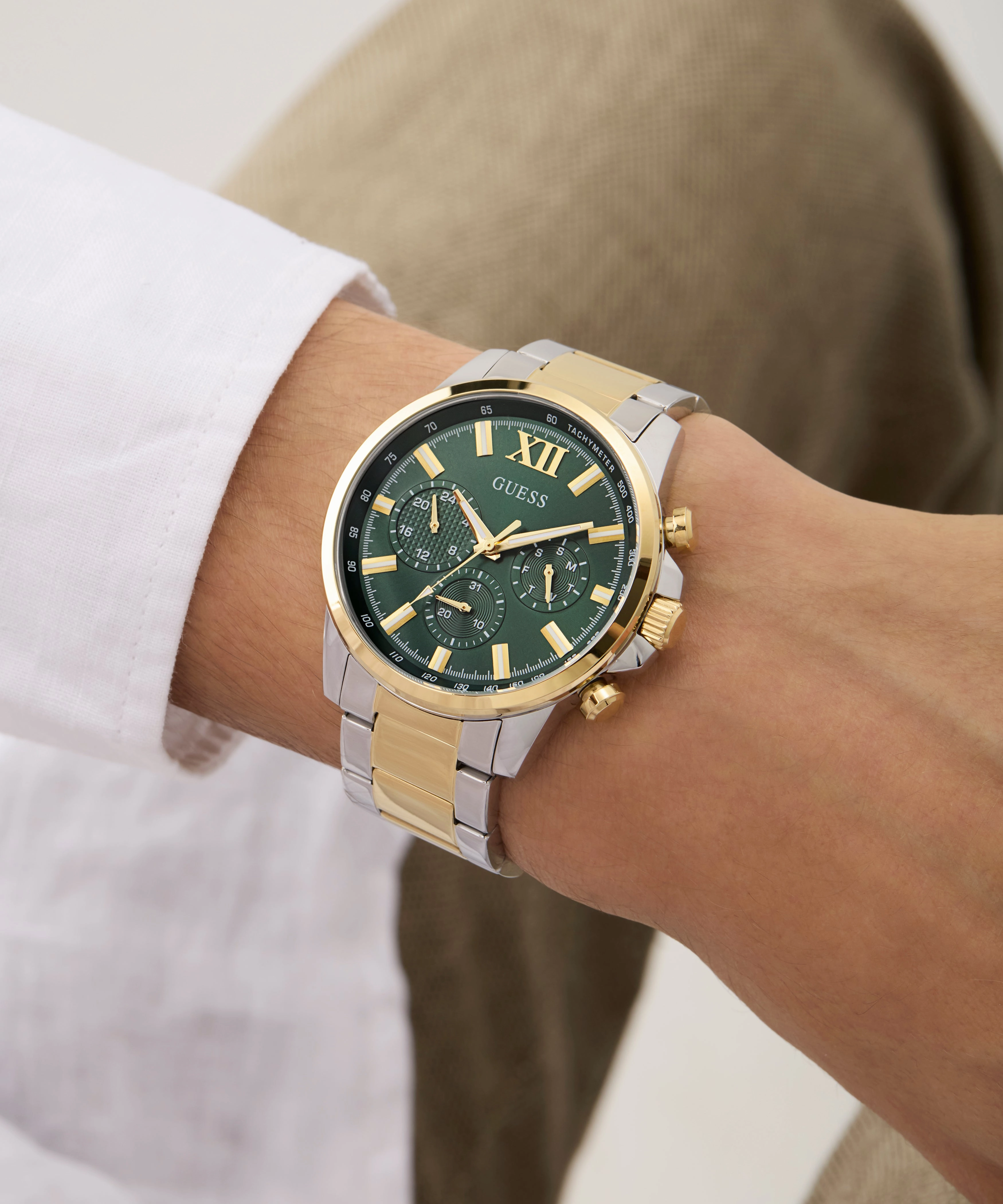 GUESS Mens 2-Tone Multi-function Watch