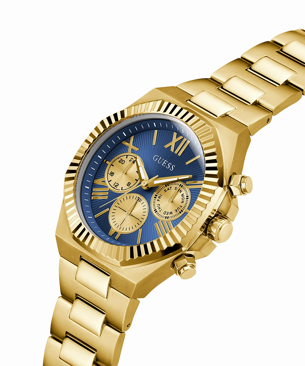 GUESS Mens Gold Tone Multi-function Watch