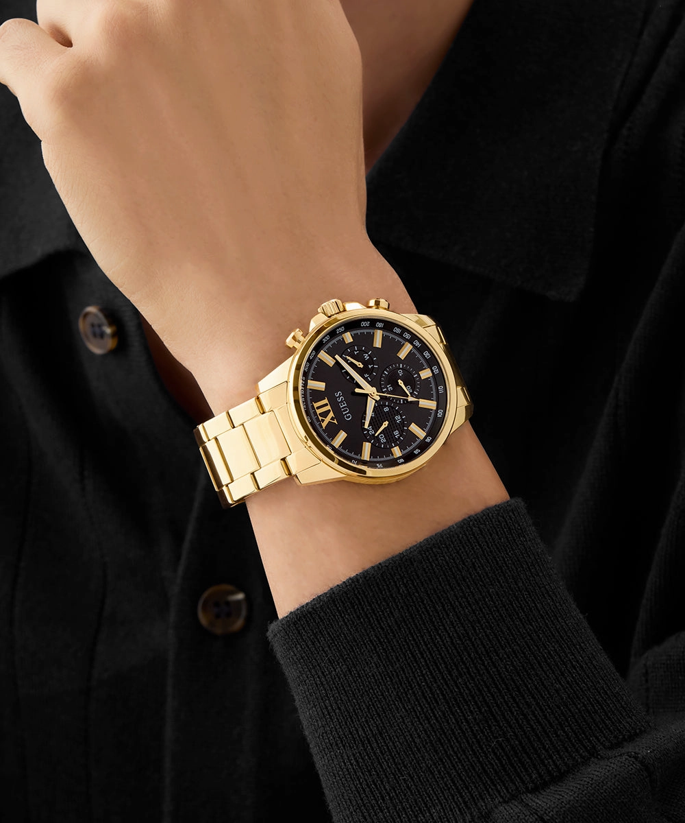 GUESS Mens Gold Tone Multi-function Watch